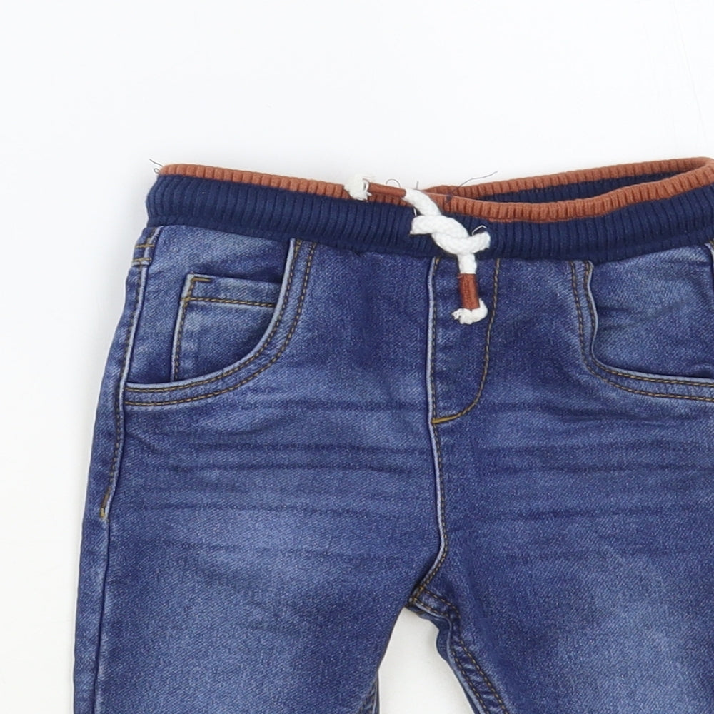 F&F Baby Blue Cotton Jogger Jeans Size 6-9 Months Drawstring
