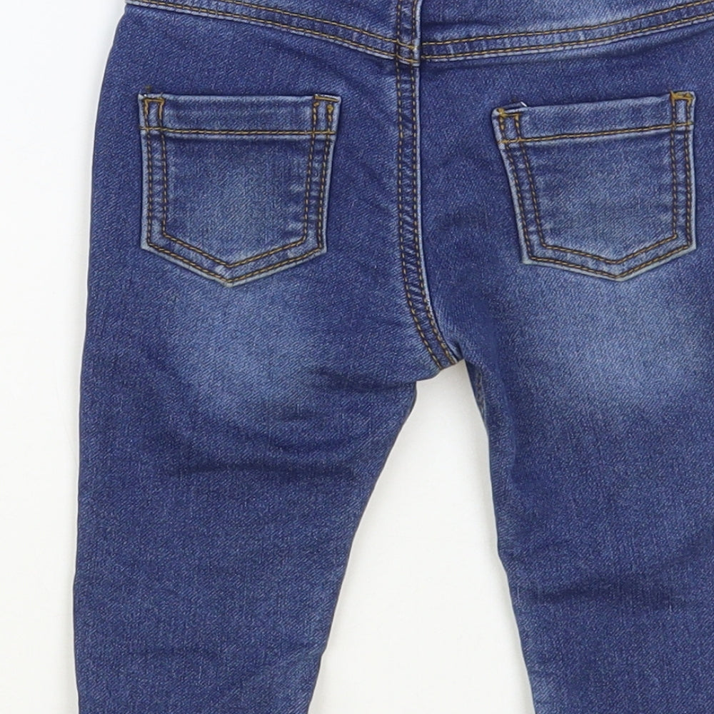 F&F Baby Blue Cotton Jogger Jeans Size 6-9 Months Drawstring