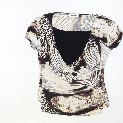 Vogue Womens Brown Viscose Basic Blouse Size 14 Round Neck