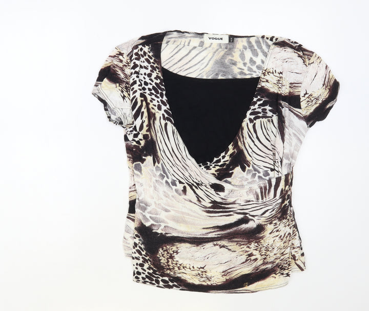 Vogue Womens Brown Viscose Basic Blouse Size 14 Round Neck