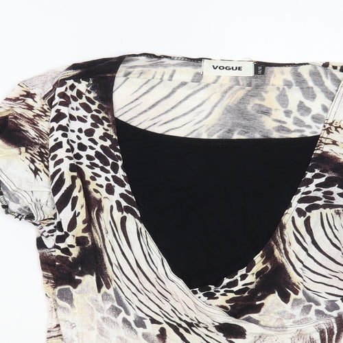 Vogue Womens Brown Viscose Basic Blouse Size 14 Round Neck