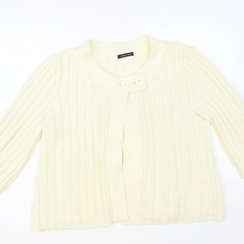 Dunnes Stores Womens Ivory Round Neck Acrylic Cardigan Jumper Size 14