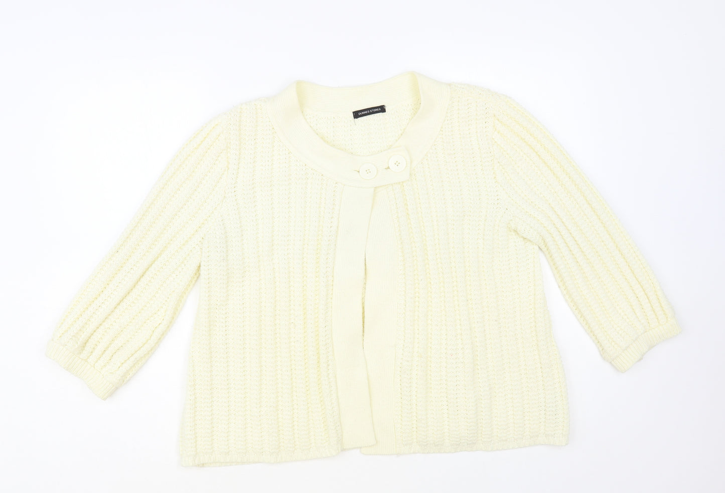 Dunnes Stores Womens Ivory Round Neck Acrylic Cardigan Jumper Size 14
