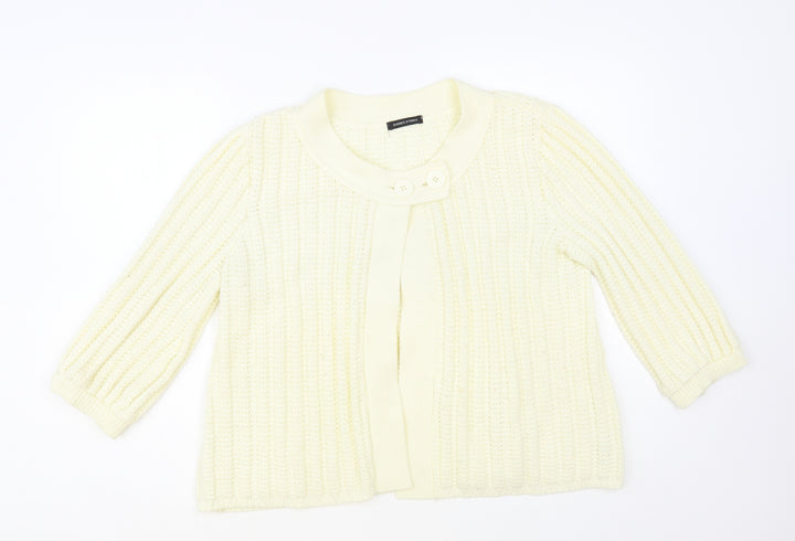 Dunnes Stores Womens Ivory Round Neck Acrylic Cardigan Jumper Size 14