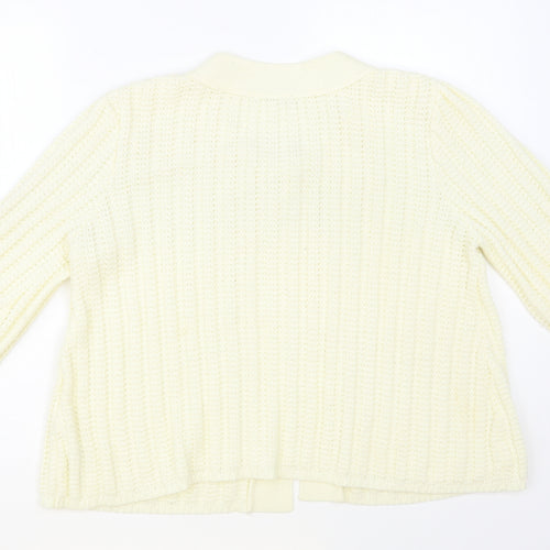 Dunnes Stores Womens Ivory Round Neck Acrylic Cardigan Jumper Size 14