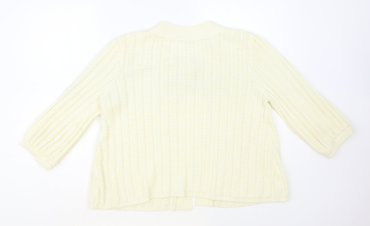 Dunnes Stores Womens Ivory Round Neck Acrylic Cardigan Jumper Size 14