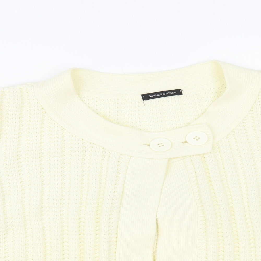 Dunnes Stores Womens Ivory Round Neck Acrylic Cardigan Jumper Size 14