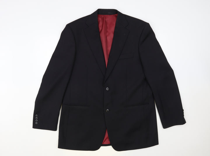Daniel Grahame Mens Black Striped Polyester Jacket Blazer Size 42
