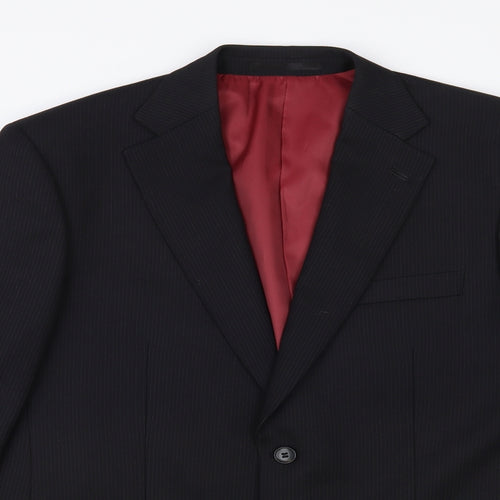 Daniel Grahame Mens Black Striped Polyester Jacket Blazer Size 42