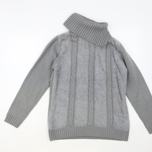 Fay Louise Womens Grey Roll Neck Acrylic Pullover Jumper Size M