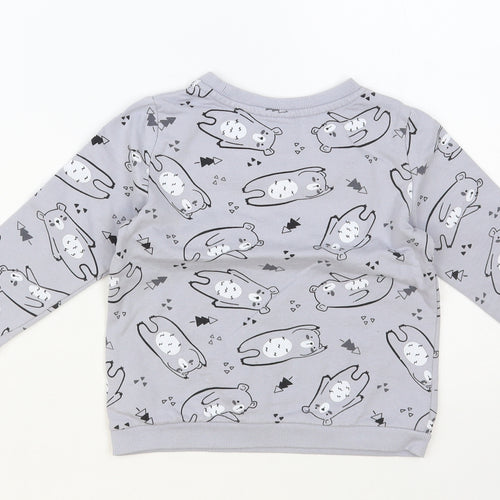 PEP & Co Boys Grey Geometric Cotton Pullover Sweatshirt Size 3 Years Pullover - Cute Bear Print
