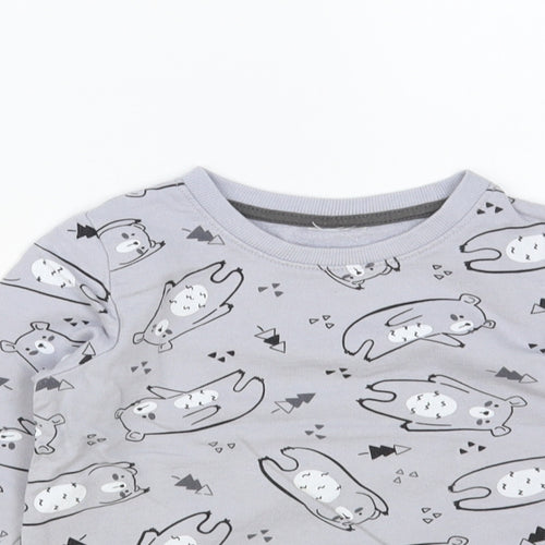 PEP & Co Boys Grey Geometric Cotton Pullover Sweatshirt Size 3 Years Pullover - Cute Bear Print