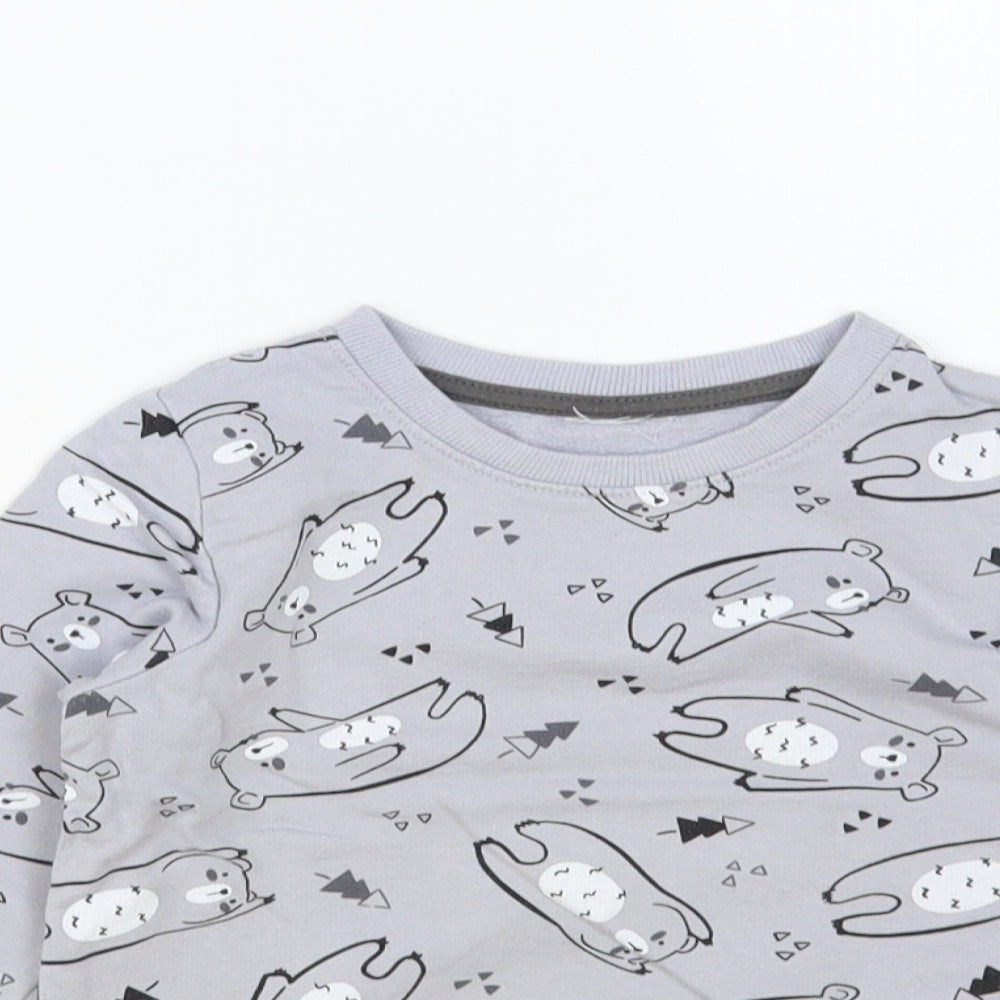 PEP & Co Boys Grey Geometric Cotton Pullover Sweatshirt Size 3 Years Pullover - Cute Bear Print