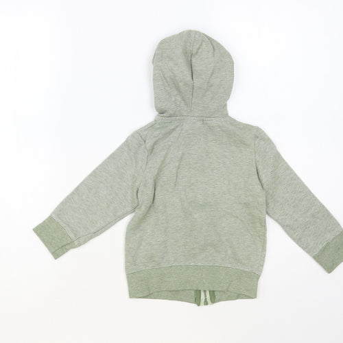 So Cute Boys Green Striped Cotton Full Zip Hoodie Size 2 Years Zip - Lightning Bolts