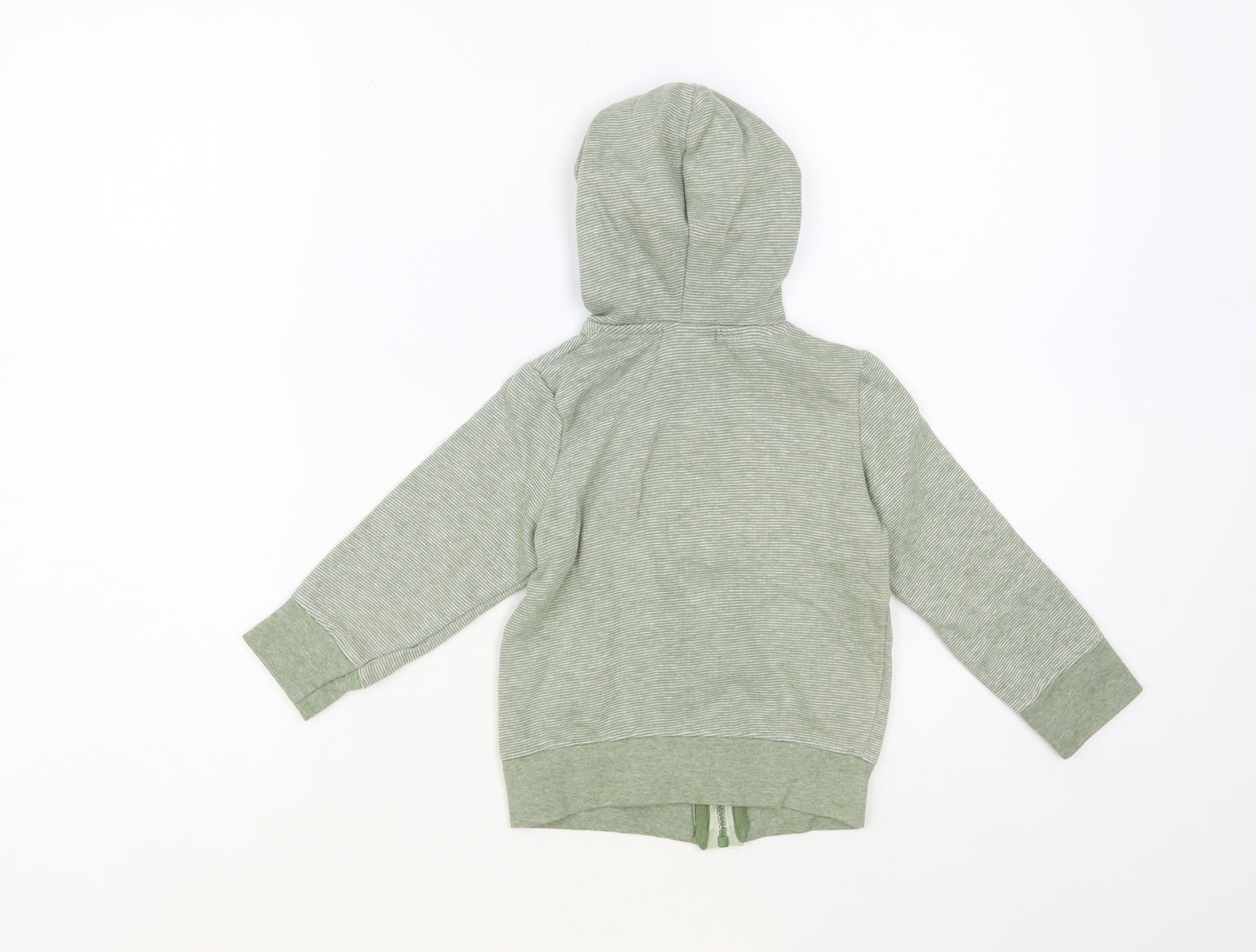So Cute Boys Green Striped Cotton Full Zip Hoodie Size 2 Years Zip - Lightning Bolts