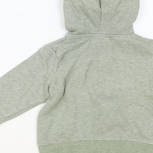So Cute Boys Green Striped Cotton Full Zip Hoodie Size 2 Years Zip - Lightning Bolts