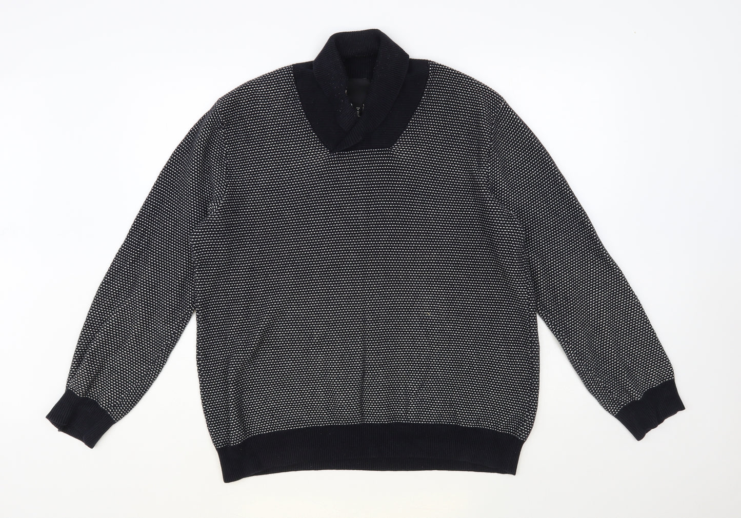 H&M Mens Black Collared Cotton Pullover Jumper Size M