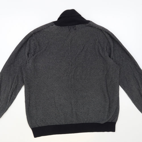 H&M Mens Black Collared Cotton Pullover Jumper Size M