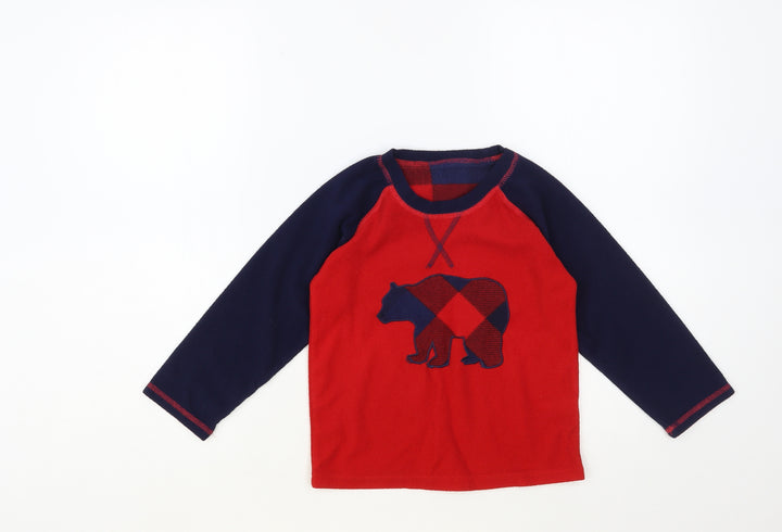 Dunnes Stores Boys Red Colourblock Polyester Pullover Sweatshirt Size 5-6 Years Pullover - Bear