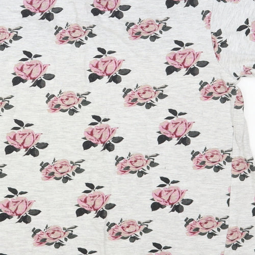 Primark Girls Grey Floral Cotton Pullover T-Shirt Size 10-11 Years Crew Neck Pullover - Love