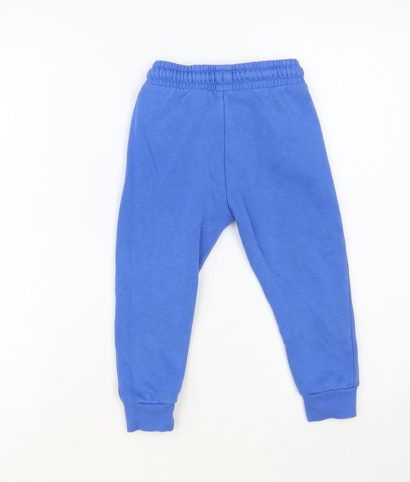 F&F Boys Blue Cotton Jogger Trousers Size 2-3 Years Regular Drawstring