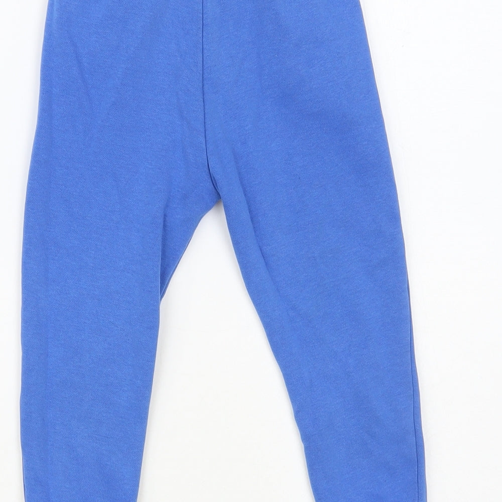 F&F Boys Blue Cotton Jogger Trousers Size 2-3 Years Regular Drawstring