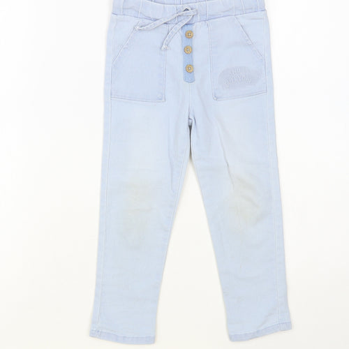 So Cute Girls Blue Cotton Straight Jeans Size 2-3 Years Regular Drawstring - Smile Everyday