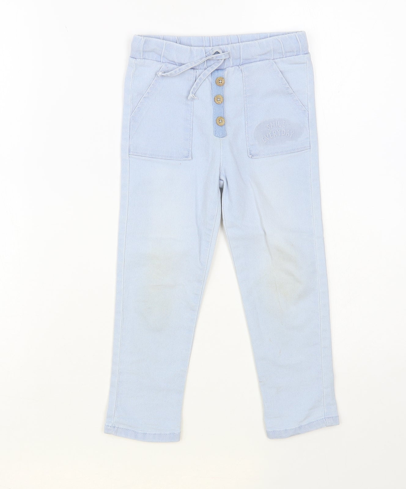 So Cute Girls Blue Cotton Straight Jeans Size 2-3 Years Regular Drawstring - Smile Everyday