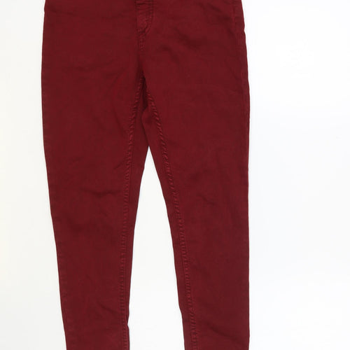 Marks and Spencer Womens Red Cotton Skinny Jeans Size 8 L28 in Regular Button