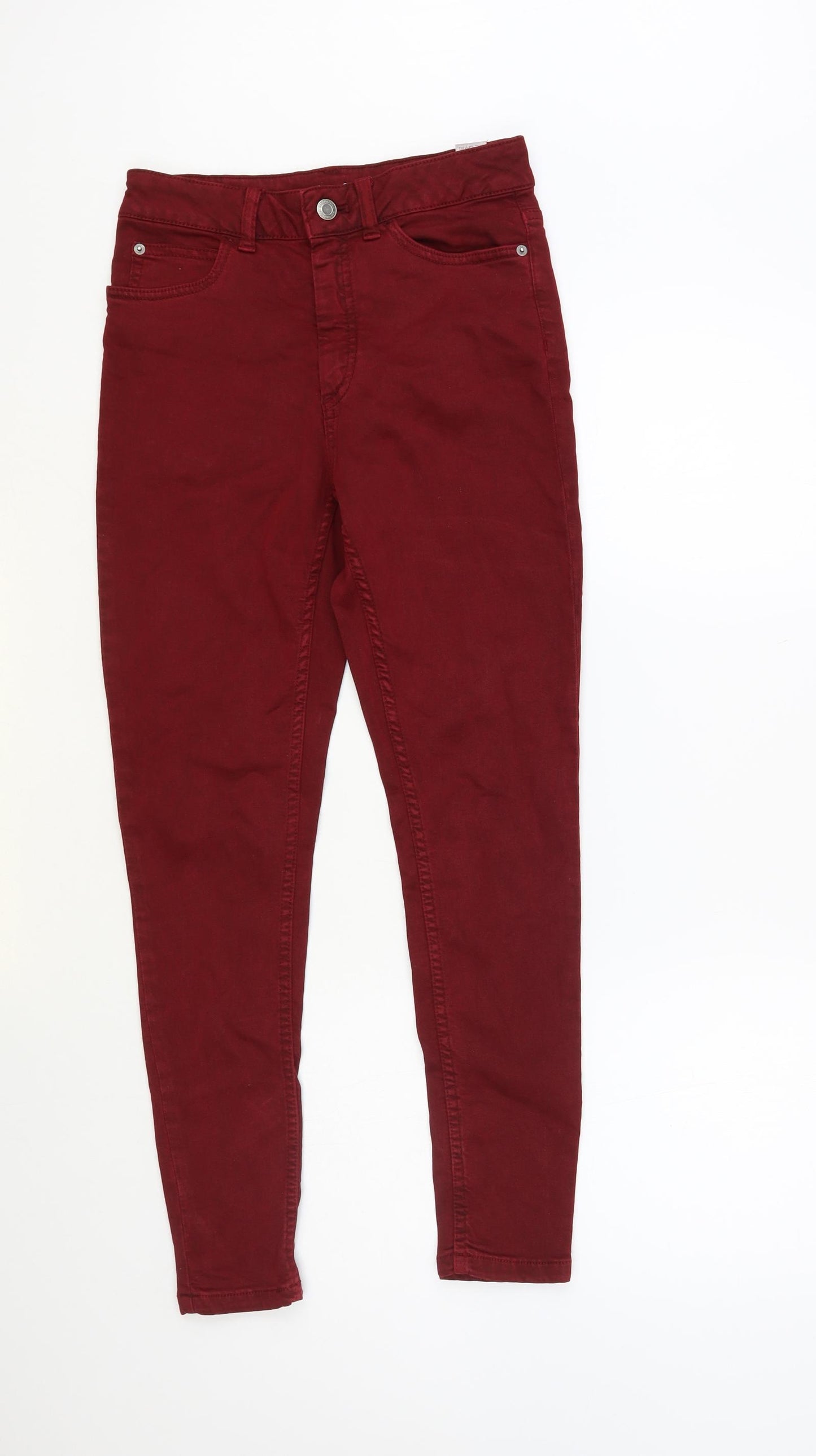 Marks and Spencer Womens Red Cotton Skinny Jeans Size 8 L28 in Regular Button