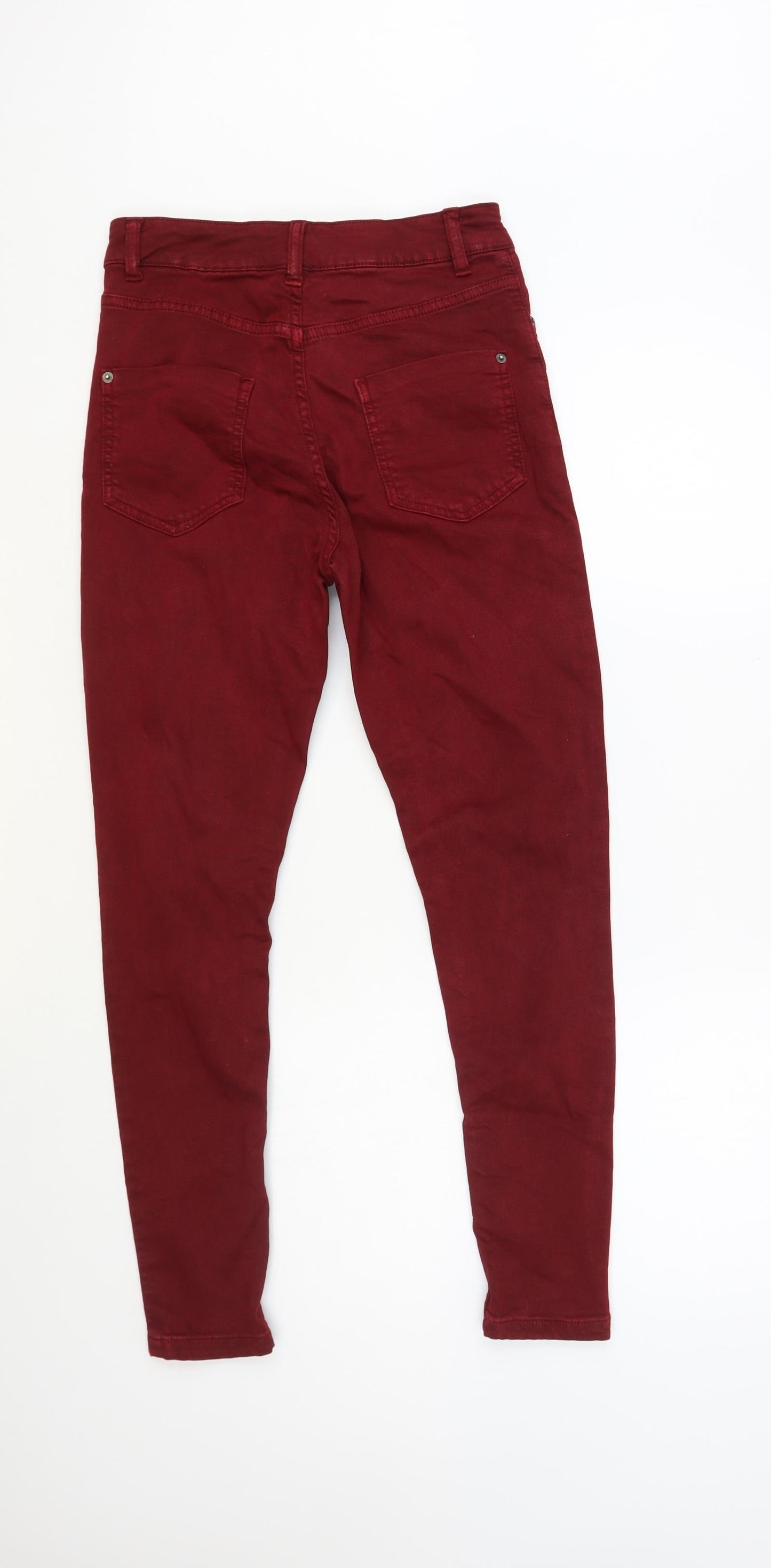 Marks and Spencer Womens Red Cotton Skinny Jeans Size 8 L28 in Regular Button