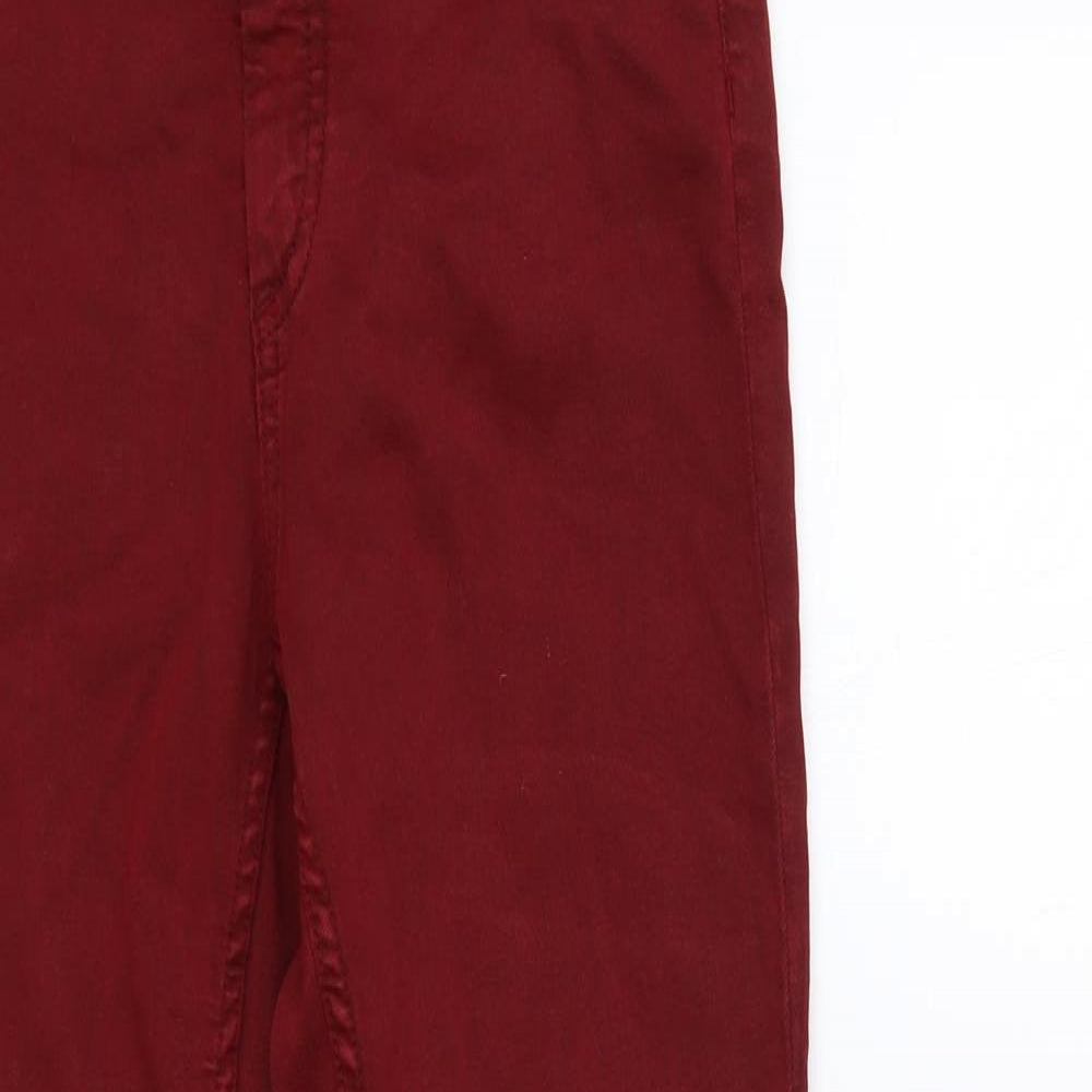 Marks and Spencer Womens Red Cotton Skinny Jeans Size 8 L28 in Regular Button