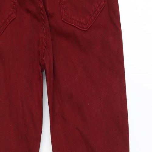 Marks and Spencer Womens Red Cotton Skinny Jeans Size 8 L28 in Regular Button