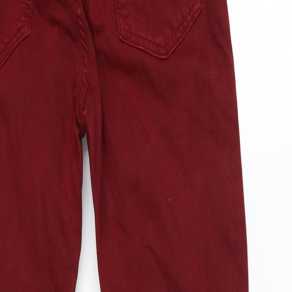 Marks and Spencer Womens Red Cotton Skinny Jeans Size 8 L28 in Regular Button