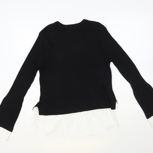 Primark Womens Black Crew Neck Acrylic Pullover Jumper Size M