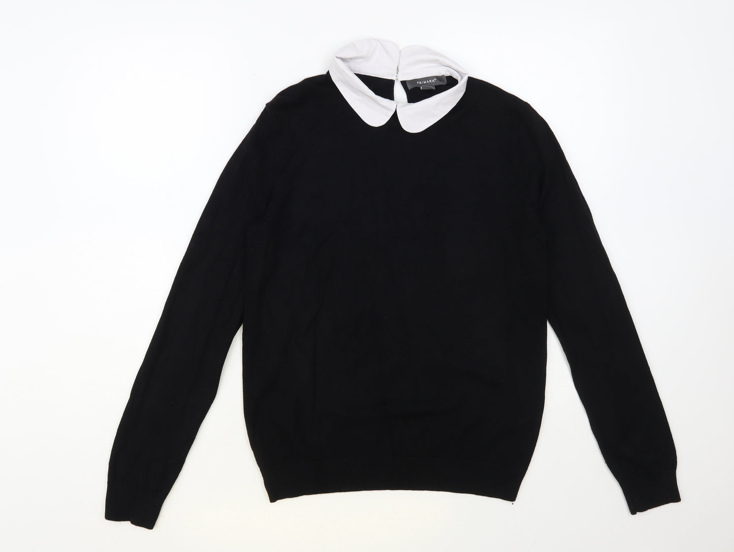 Primark Womens Black Collared Viscose Pullover Jumper Size 10