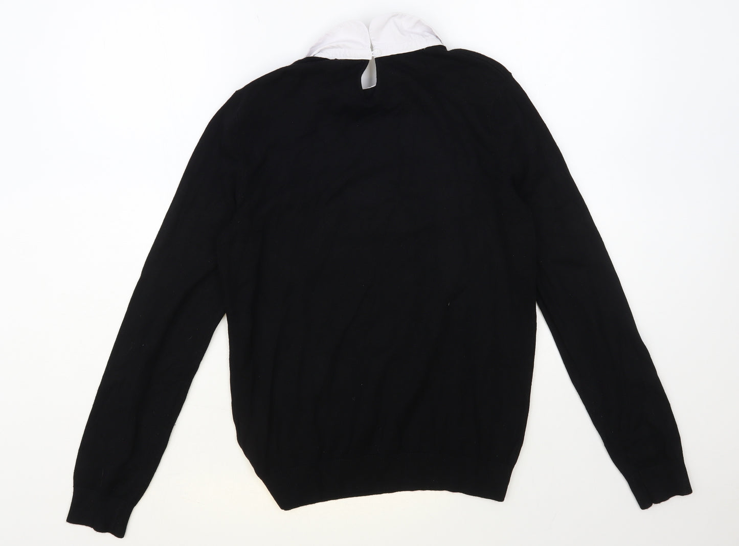 Primark Womens Black Collared Viscose Pullover Jumper Size 10