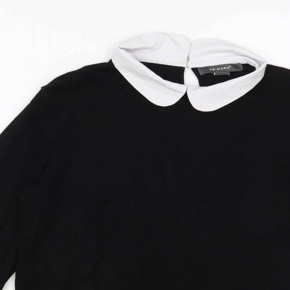 Primark Womens Black Collared Viscose Pullover Jumper Size 10