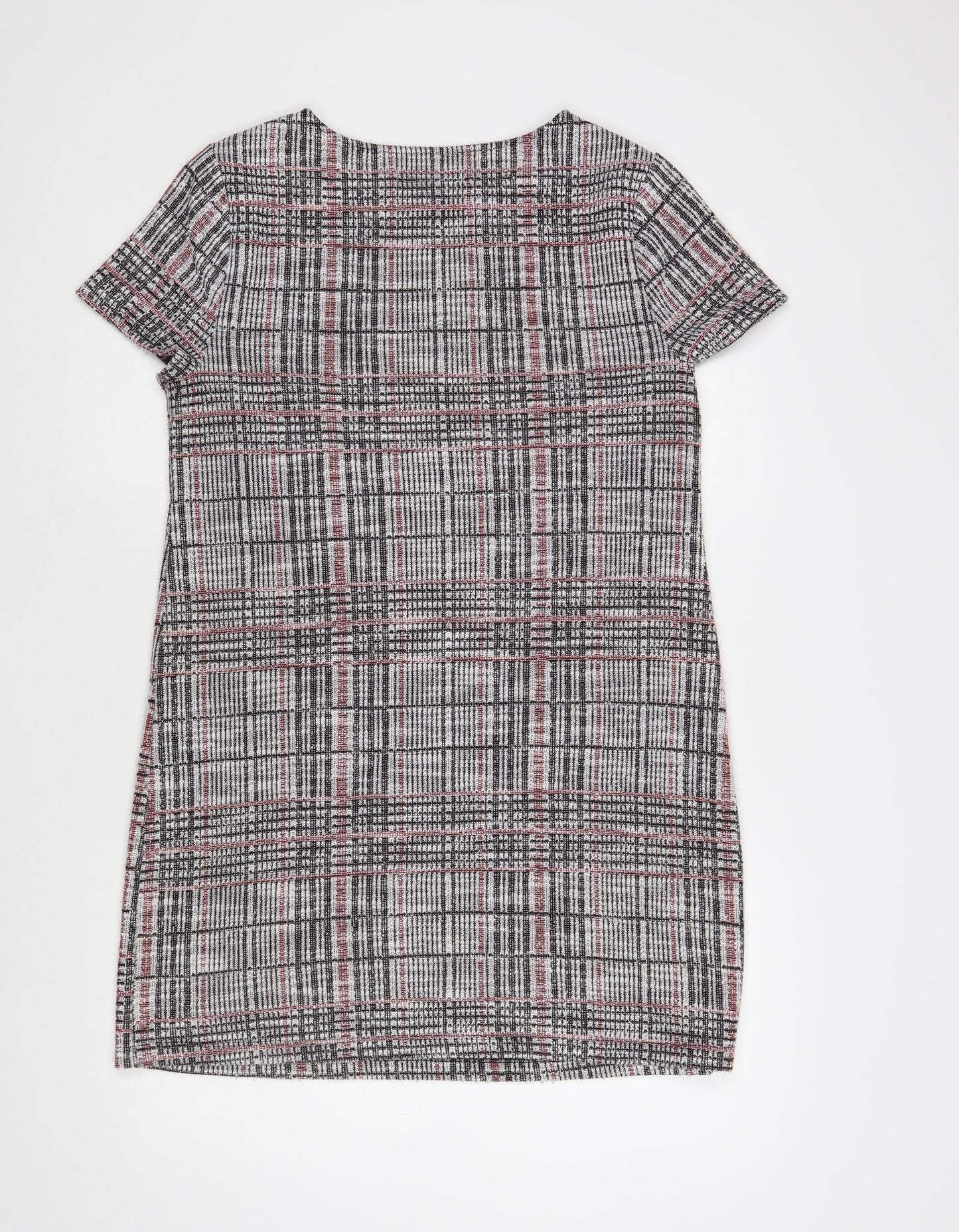 Primark Womens Grey Plaid Polyester Shift Size 12 Round Neck Pullover