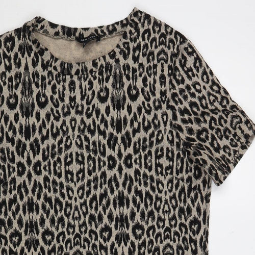 New Look Womens Beige Animal Print Polyester Shift Size 12 Crew Neck Pullover