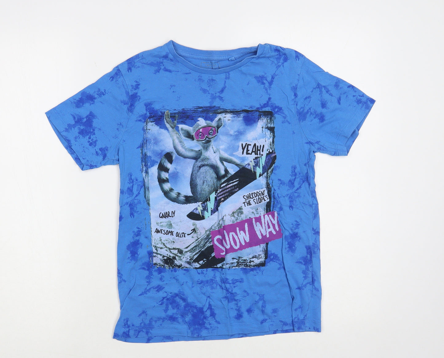NEXT Boys Blue Cotton Pullover T-Shirt Size 9 Years Crew Neck Pullover - Lemur