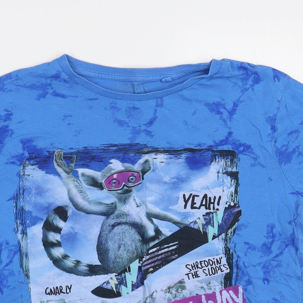 NEXT Boys Blue Cotton Pullover T-Shirt Size 9 Years Crew Neck Pullover - Lemur