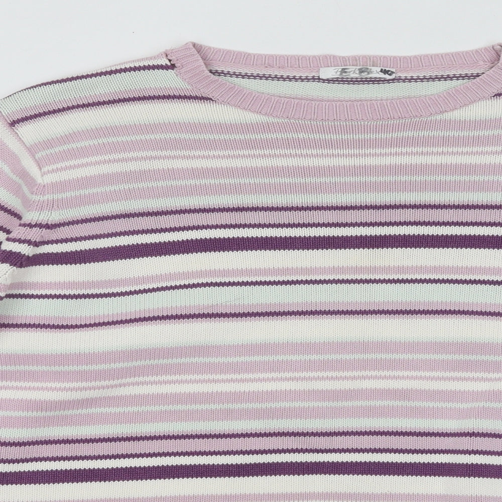 Berkertex Womens Multicoloured Round Neck Striped Cotton Pullover Jumper Size 18