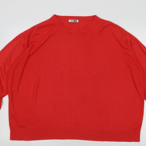Berkertex Womens Red Round Neck Acrylic Pullover Jumper Size 20