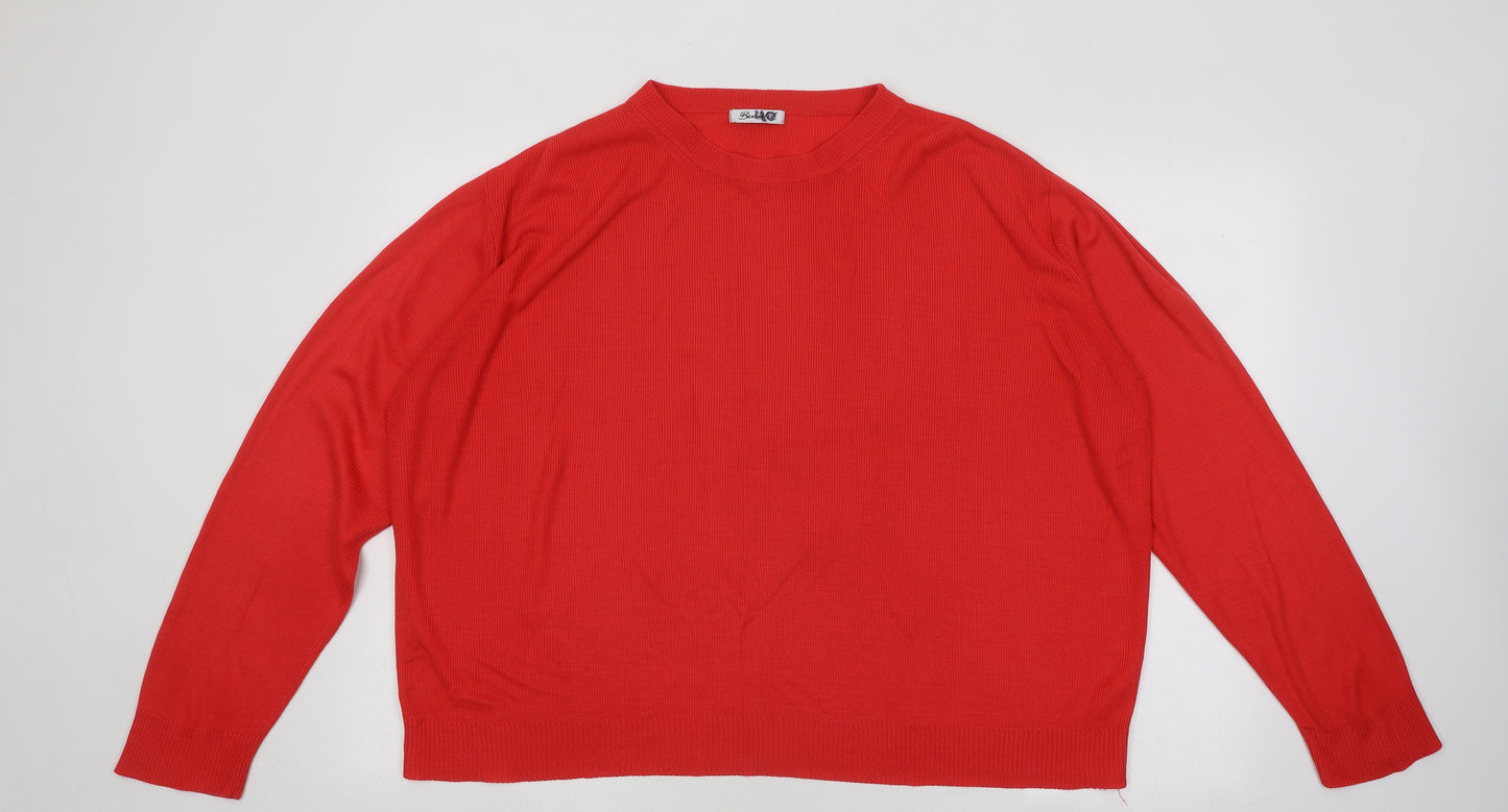 Berkertex Womens Red Round Neck Acrylic Pullover Jumper Size 20