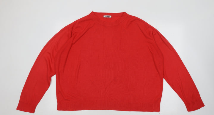 Berkertex Womens Red Round Neck Acrylic Pullover Jumper Size 20