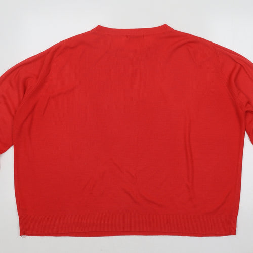 Berkertex Womens Red Round Neck Acrylic Pullover Jumper Size 20