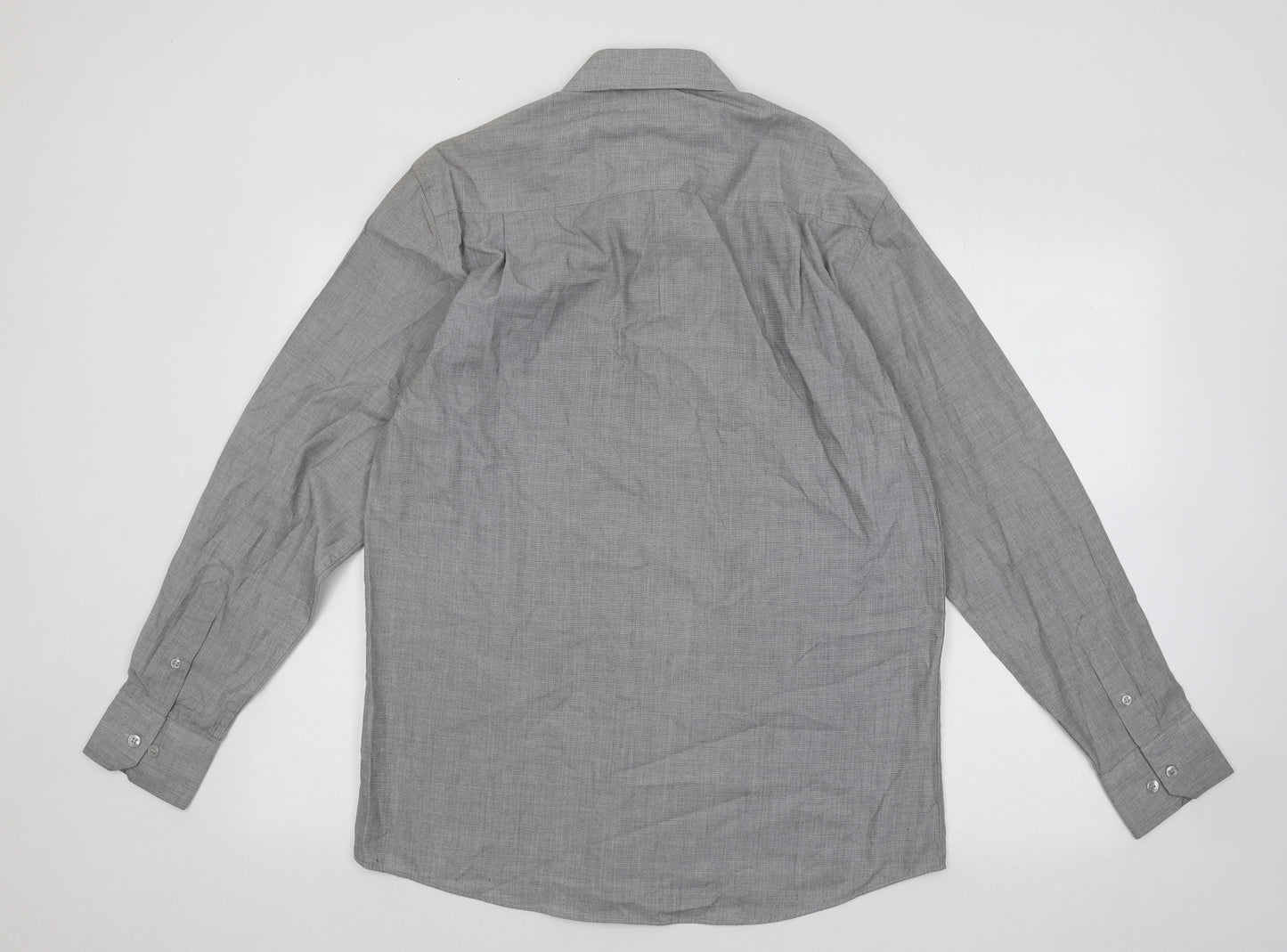 Cedar Wood State Mens Grey Cotton Button-Up Size 15.5 Collared Button