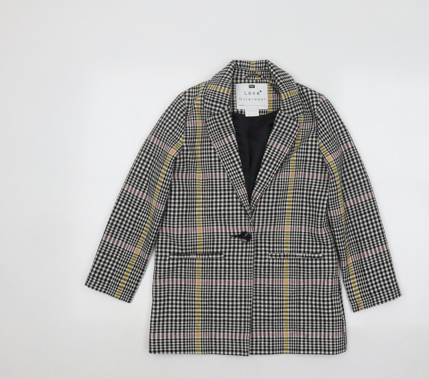 F&F Girls Multicoloured Plaid Jacket Blazer Size 8-9 Years Button