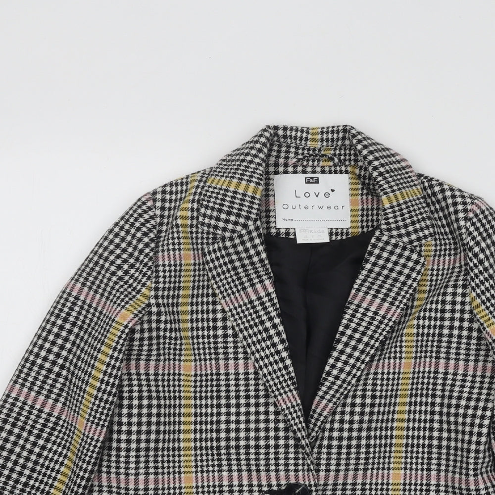 F&F Girls Multicoloured Plaid Jacket Blazer Size 8-9 Years Button
